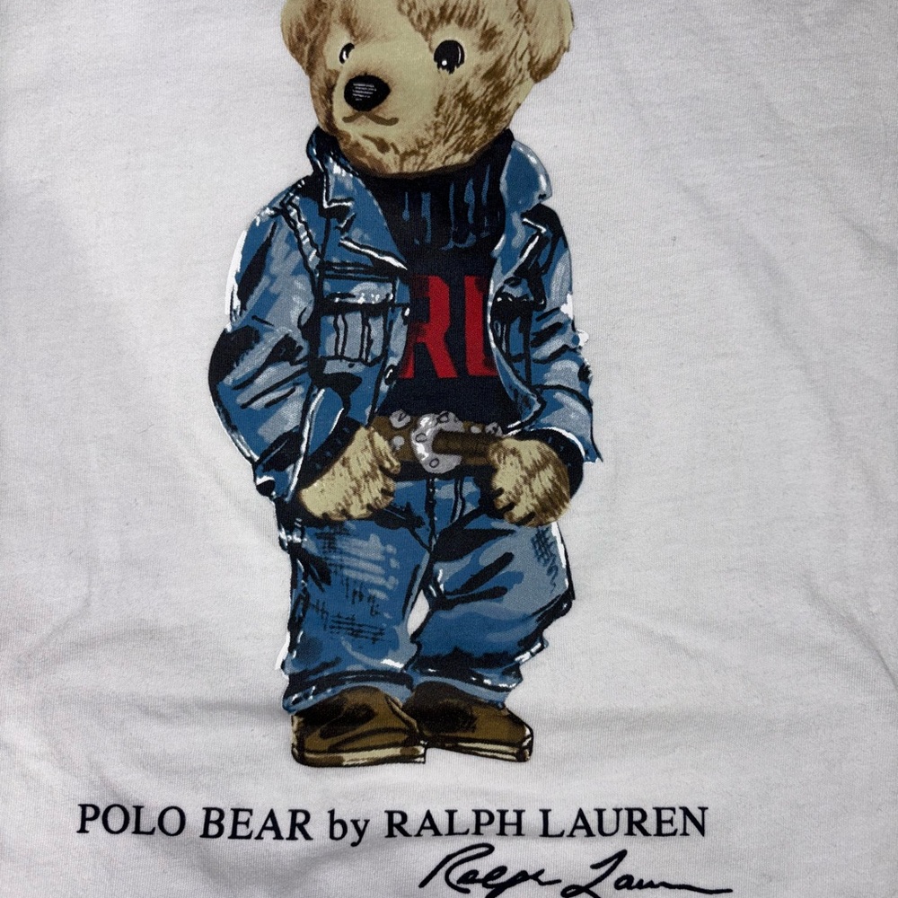 Ralph Lauren Men's White Tee with Polo Bear Graphic